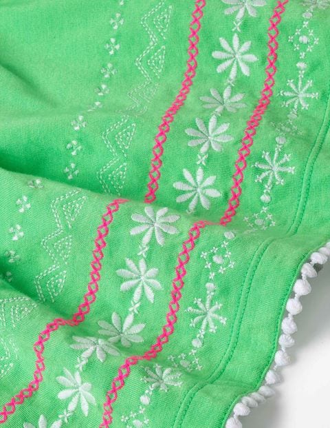 Robe Brodée Nouée À La Taille - Vert perroquet Robe Brodée Nouée À La Taille - Vert perroquet