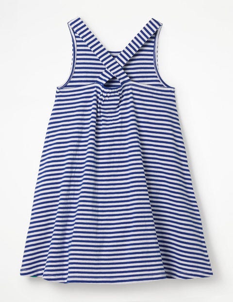 Cross-Back Appliqué Dress - White/Blue Wave Surf Bunny Cross-Back Appliqué Dress - White/Blue Wave Surf Bunny