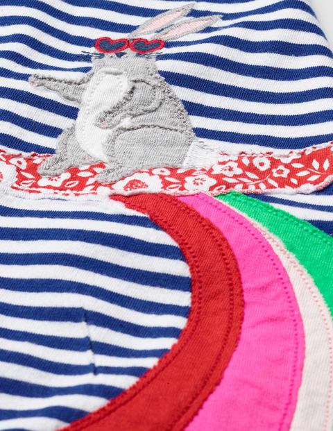 Cross-Back Appliqué Dress - White/Blue Wave Surf Bunny Cross-Back Appliqué Dress - White/Blue Wave Surf Bunny