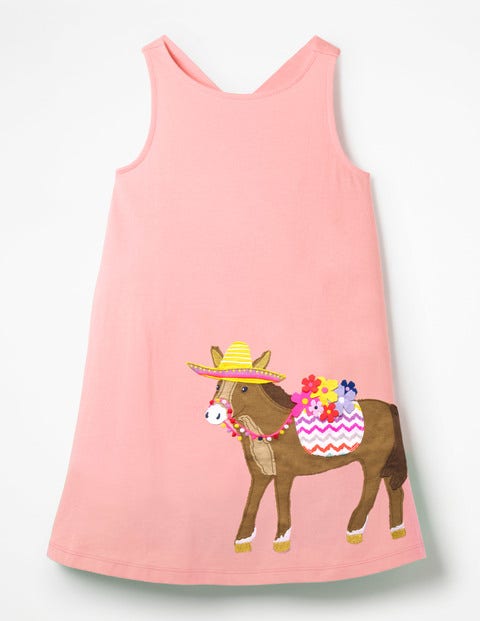 Cross-Back Appliqué Dress - Shell Pink Donkey Cross-Back Appliqué Dress - Shell Pink Donkey