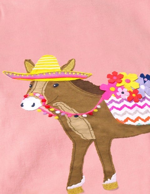 Cross-Back Appliqué Dress - Shell Pink Donkey Cross-Back Appliqué Dress - Shell Pink Donkey