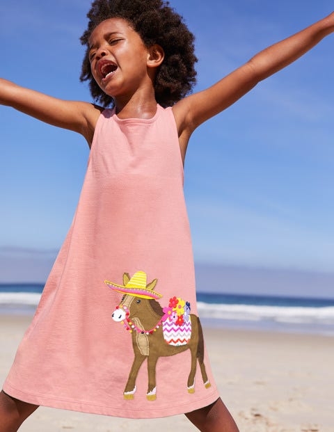 Cross-Back Appliqué Dress - Shell Pink Donkey Cross-Back Appliqué Dress - Shell Pink Donkey