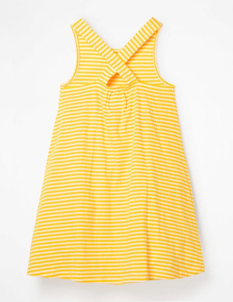 Cross-Back Appliqué Dress - White/Sunshine Yellow Cat Cross-Back Appliqué Dress - White/Sunshine Yellow Cat
