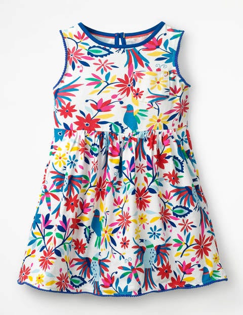 Pocket Detail Jersey Dress - Multi Carnival Birds Pocket Detail Jersey Dress - Multi Carnival Birds