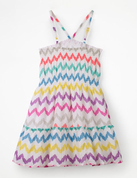 Strappy Smocked Midi Dress - Rainbow Chevron Strappy Smocked Midi Dress - Rainbow Chevron