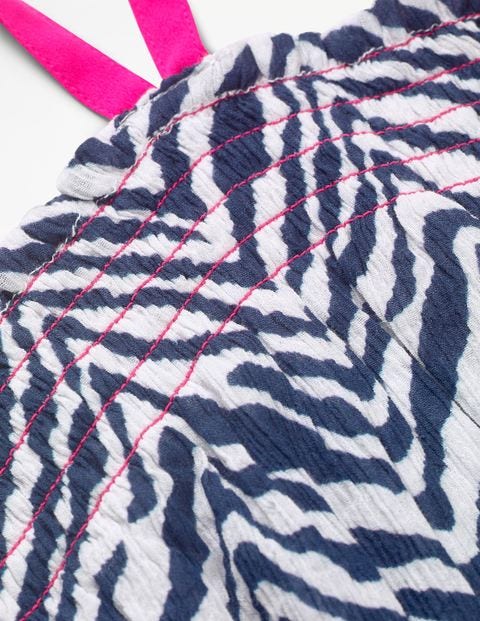 Strappy Smocked Midi Dress - College Blue Zebra Strappy Smocked Midi Dress - College Blue Zebra