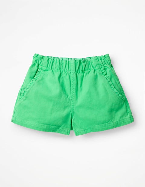 Ruffle Pocket Twill Shorts - Parrot Green Ruffle Pocket Twill Shorts - Parrot Green