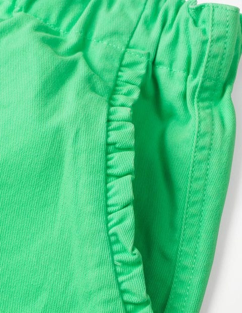 Ruffle Pocket Twill Shorts - Parrot Green Ruffle Pocket Twill Shorts - Parrot Green
