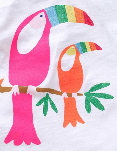 Sparkly Animal T-Shirt - White Toucans Sparkly Animal T-Shirt - White Toucans