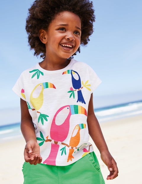 Sparkly Animal T-Shirt - White Toucans Sparkly Animal T-Shirt - White Toucans