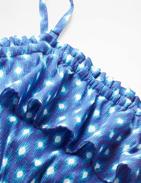 Combinaison À Bretelles - Motif Ikat bleu vague Combinaison À Bretelles - Motif Ikat bleu vague
