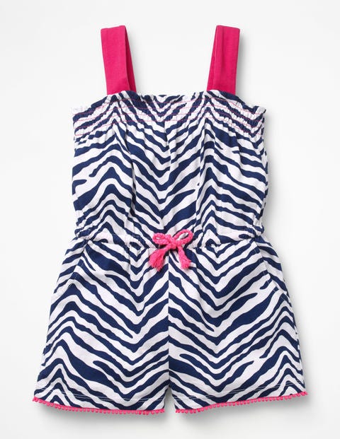 Zebra Print Playsuit - College Blue Zebra Zebra Print Playsuit - College Blue Zebra