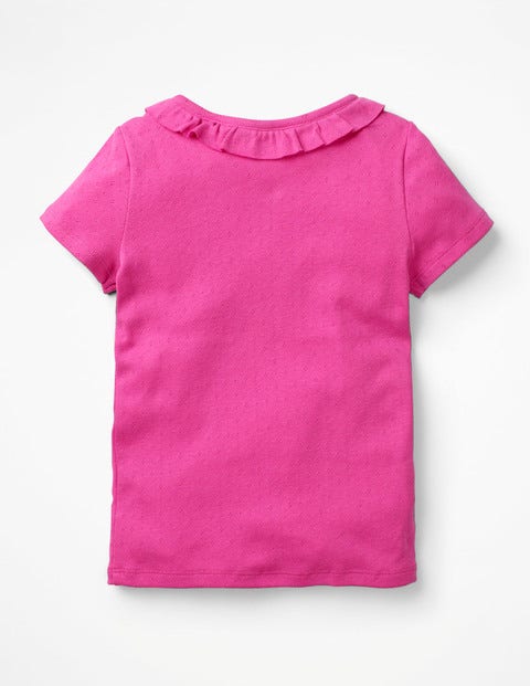 Pointelle-T-Shirt Mit Rüschenausschnitt - Rosarot Pointelle-T-Shirt Mit Rüschenausschnitt - Rosarot