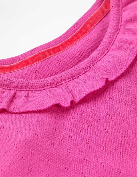 Pointelle-T-Shirt Mit Rüschenausschnitt - Rosarot Pointelle-T-Shirt Mit Rüschenausschnitt - Rosarot