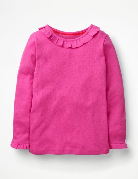 Ruffle Pointelle Top - Tickled Pink Ruffle Pointelle Top - Tickled Pink