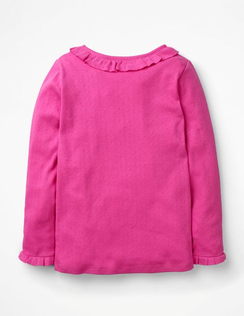 Ruffle Pointelle Top - Tickled Pink Ruffle Pointelle Top - Tickled Pink