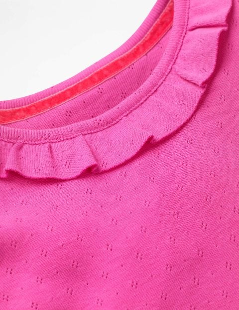 Ruffle Pointelle Top - Tickled Pink Ruffle Pointelle Top - Tickled Pink