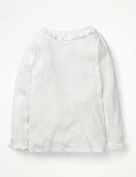 Ruffle Pointelle Top - White Ruffle Pointelle Top - White