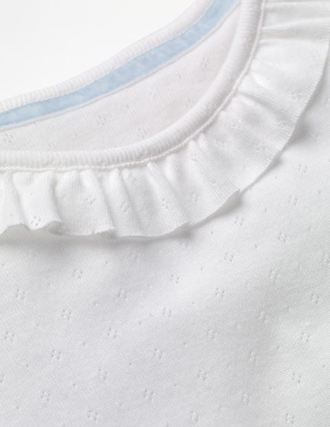 Ruffle Pointelle Top - White Ruffle Pointelle Top - White
