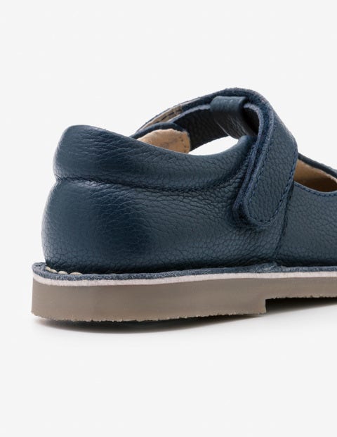 Leather T-Bar Flats - Navy Leather T-Bar Flats - Navy