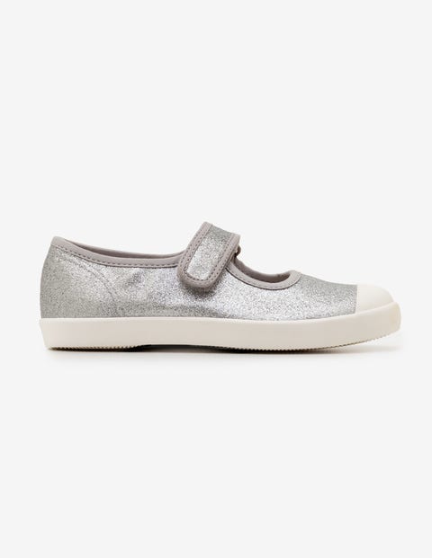 Spangenschuhe Aus Leinen - Silber-Metallic Spangenschuhe Aus Leinen - Silber-Metallic