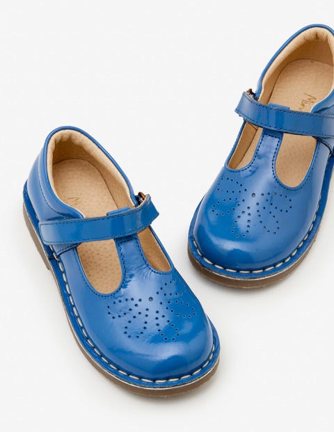 Leather T-Bar Flats - Elizabethan Blue Leather T-Bar Flats - Elizabethan Blue