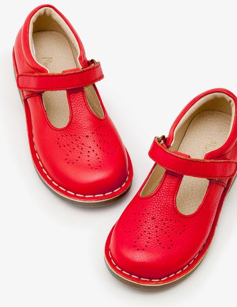 Leather T-Bar Flats - Beam Red Leather T-Bar Flats - Beam Red