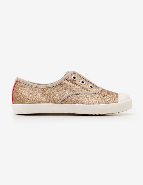 Laceless Canvas Shoes - Gold Glitter Laceless Canvas Shoes - Gold Glitter