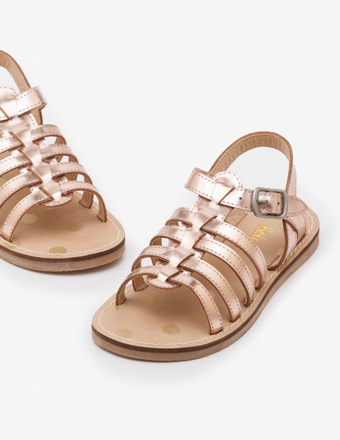 Leather Gladiator Sandals - Rose Gold Metallic Leather Gladiator Sandals - Rose Gold Metallic