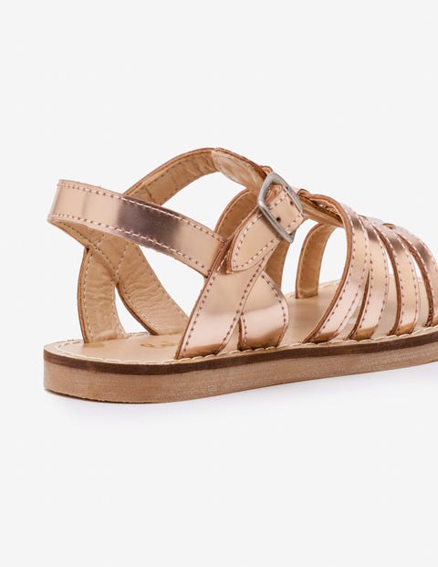 Leather Gladiator Sandals - Rose Gold Metallic Leather Gladiator Sandals - Rose Gold Metallic