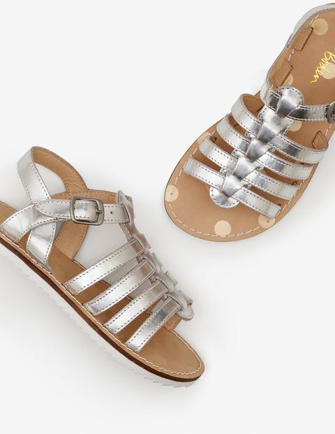 Leather Gladiator Sandals - Silver Metallic Leather Gladiator Sandals - Silver Metallic