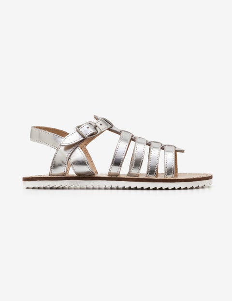 Leather Gladiator Sandals - Silver Metallic Leather Gladiator Sandals - Silver Metallic