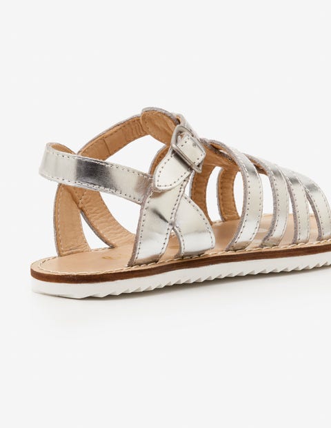 Leather Gladiator Sandals - Silver Metallic Leather Gladiator Sandals - Silver Metallic