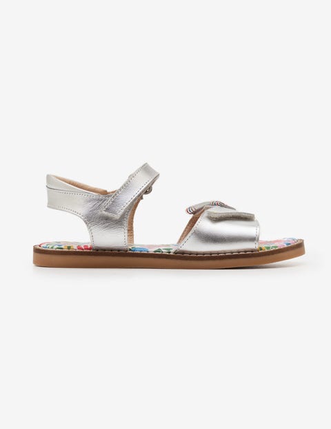 Leather Padded Sandals - Silver Metallic Leather Padded Sandals - Silver Metallic