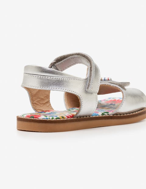Leather Padded Sandals - Silver Metallic Leather Padded Sandals - Silver Metallic
