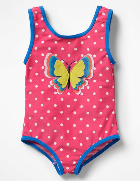 Badeanzug Mit Witzigen Details - Granatapfelpink, Schmetterling Badeanzug Mit Witzigen Details - Granatapfelpink, Schmetterling