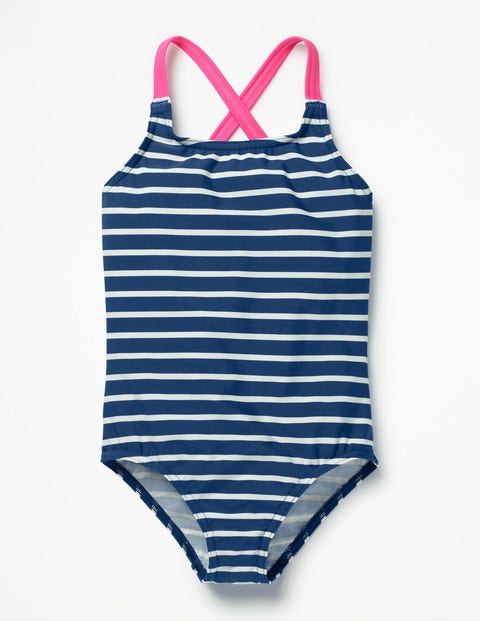 Maillot De Bain Croisé Dans Le Dos - Bleu mer profond/ivoire Maillot De Bain Croisé Dans Le Dos - Bleu mer profond/ivoire