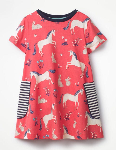 Colourful Printed Tunic - Strawberry Split Pink Unicorns Colourful Printed Tunic - Strawberry Split Pink Unicorns