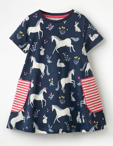 Colourful Printed Tunic - School Navy Unicorns Colourful Printed Tunic - School Navy Unicorns