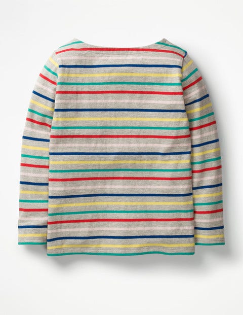 Breton T-Shirt - Grey Marl Rainbow Breton T-Shirt - Grey Marl Rainbow