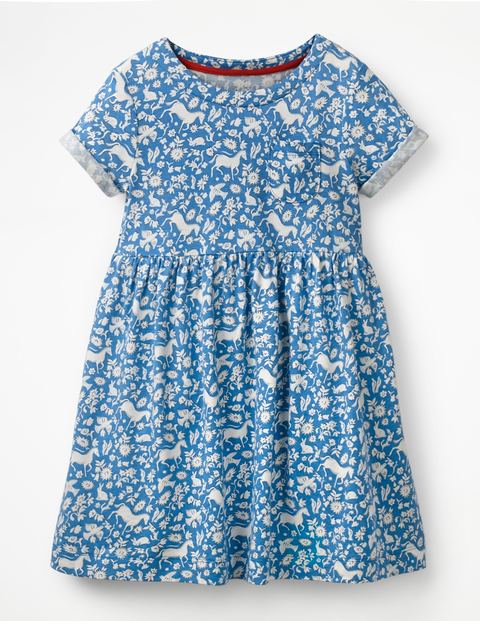 Fun Jersey Dress - Elizabethan Blue Wild Ponies Fun Jersey Dress - Elizabethan Blue Wild Ponies