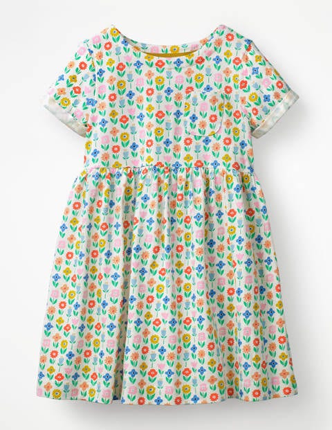 Fun Jersey Dress - Ivory Flower Patch Fun Jersey Dress - Ivory Flower Patch