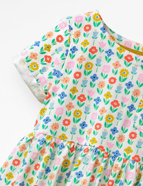 Fun Jersey Dress - Ivory Flower Patch Fun Jersey Dress - Ivory Flower Patch