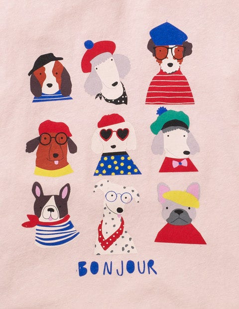 Fun Animal Printed T-Shirt - Parisian Pink Dogs Fun Animal Printed T-Shirt - Parisian Pink Dogs