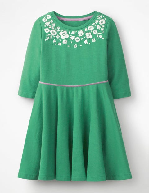 Embroidered Ballerina Dress - Jungle Green Embroidered Ballerina Dress - Jungle Green