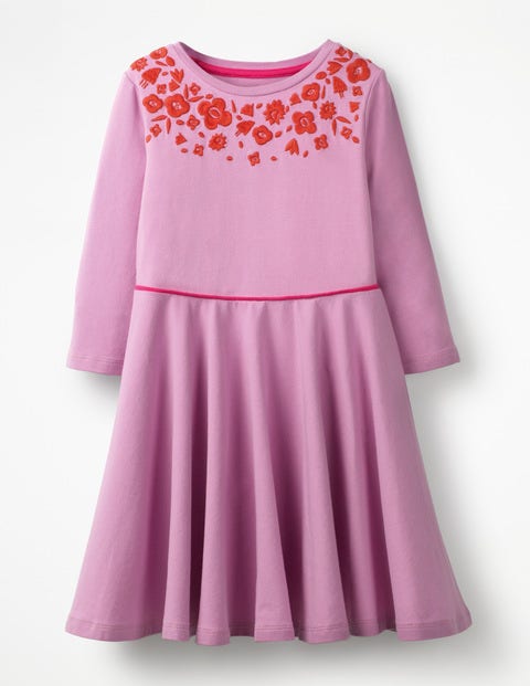 Embroidered Ballerina Dress - Lilac Pink Embroidered Ballerina Dress - Lilac Pink