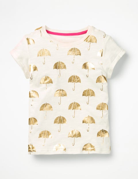 Foil Print T-Shirt - Ivory Foil Umbrella Foil Print T-Shirt - Ivory Foil Umbrella