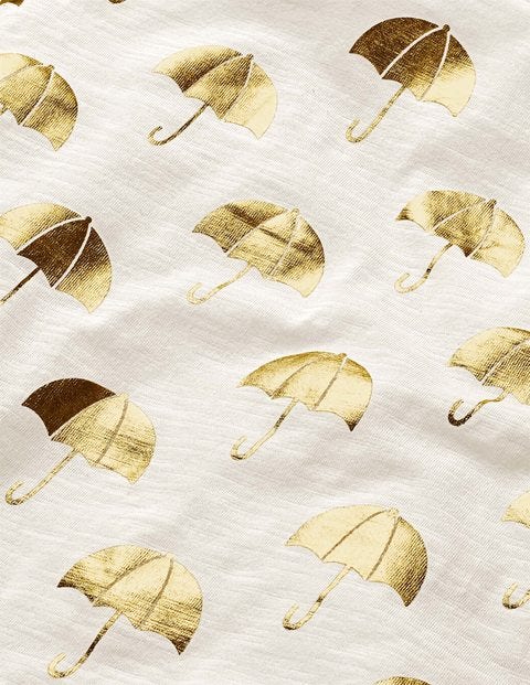 Foil Print T-Shirt - Ivory Foil Umbrella Foil Print T-Shirt - Ivory Foil Umbrella