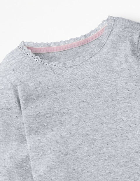T-Shirt Ultra-Doux En Pointelle - Gris chiné T-Shirt Ultra-Doux En Pointelle - Gris chiné