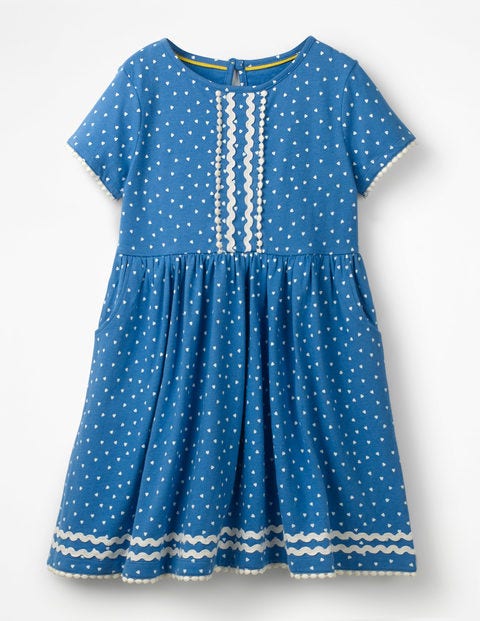 Heart Print Jersey Dress - Elizabethan Blue Sweet Hearts Heart Print Jersey Dress - Elizabethan Blue Sweet Hearts